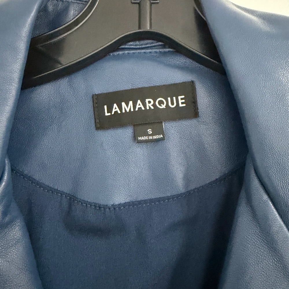 LAMARQUE Women's Classic Blue Leather Jacket - Picture 2 of 6